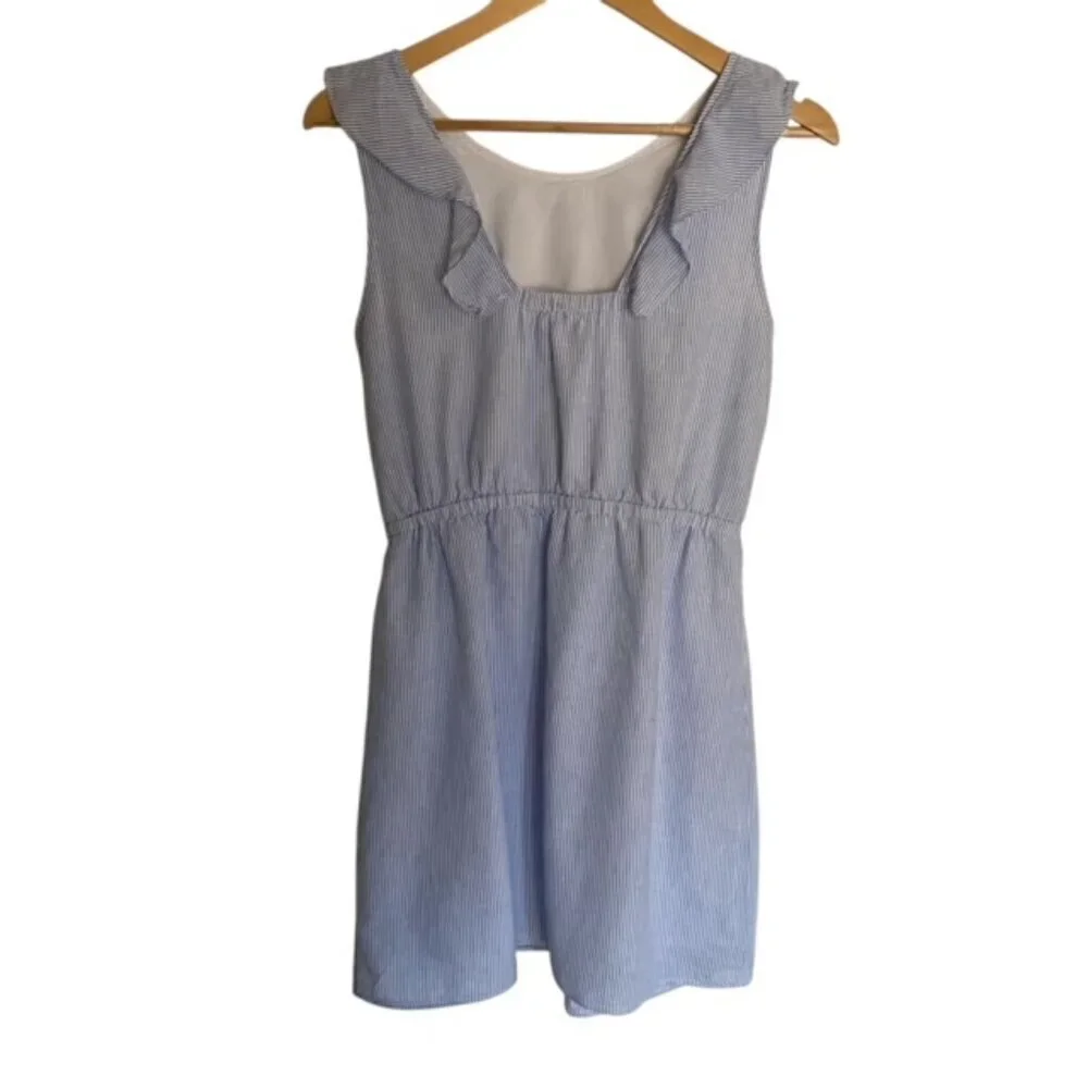 J. Crew Striped Ruffle Shoulder Dress 6